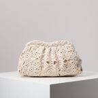 Elariah Women's Bohemian Woven Hollow Clutch Bag – Patterned Straw-Style Evening Handbag with Kiss Lock Closure