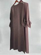 Elariah Women's Modest Lace-Up Sleeve Abaya Dress – Loose Fit Islamic Maxi Kaftan Robe for Eid, Ramadan & Everyday Wear