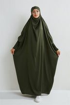 Elariah Hooded Modest Abaya Dress – Loose Fit One-Piece Jilbab with Smocked Sleeves (Black)