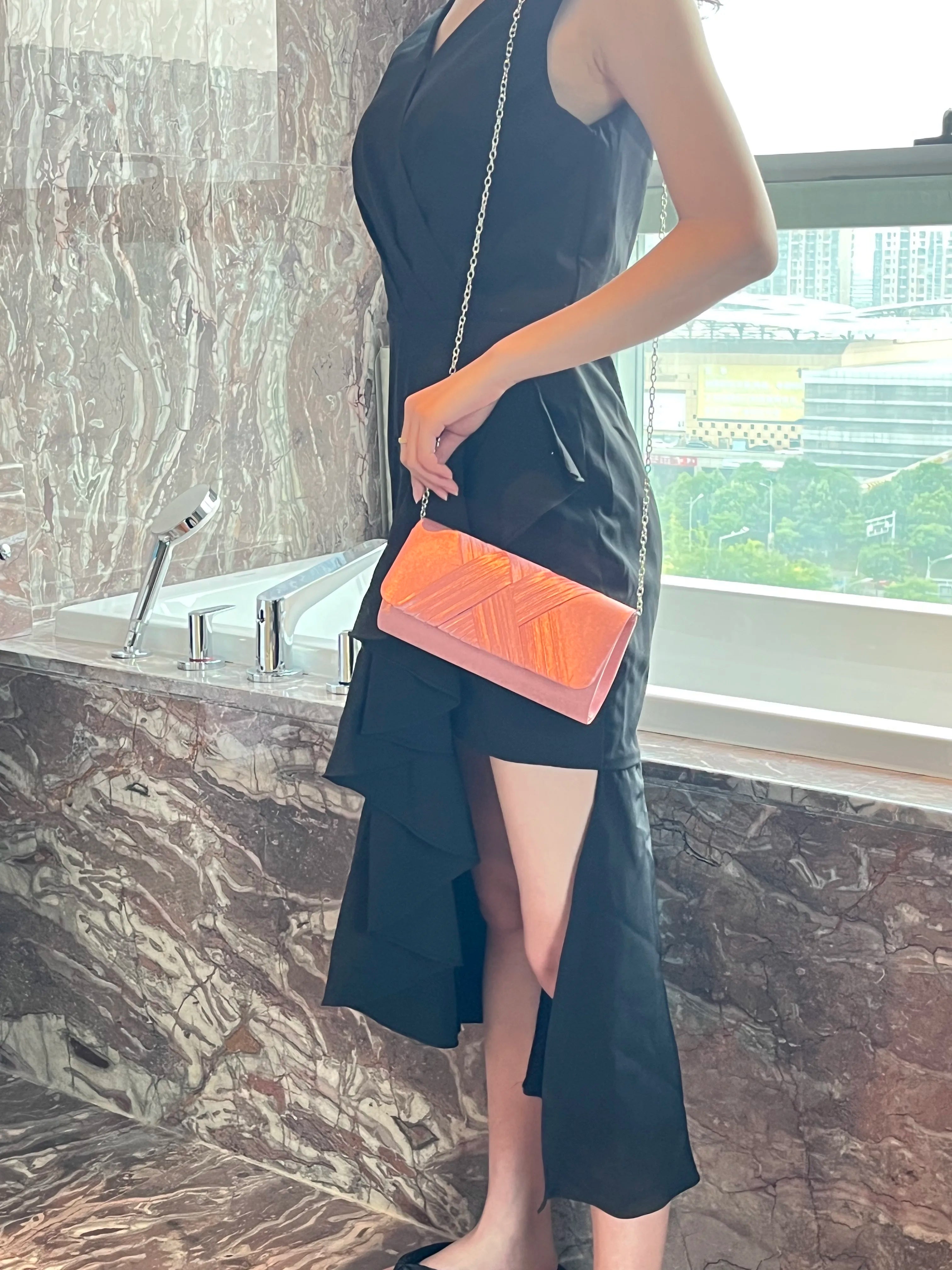 Women's Envelope Evening Clutch Bag - Hard Shell Party Handbag with Criss-Cross Design | Elariah