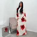 Elariah Arabesque Floral Bell Sleeve Abaya Dress – Elegant Modest Maxi Kaftan for Eid, Ramadan & Occasion Wear