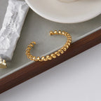 Minimalist Wire Chain Cuff Bracelet – 18K Gold Plated Stainless Steel Open Bangle for Women