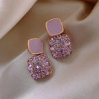Pendientes colgantes geométricos de cristal morado vintage para mujer – Pendientes de gota irregulares brillantes | ELARIAH