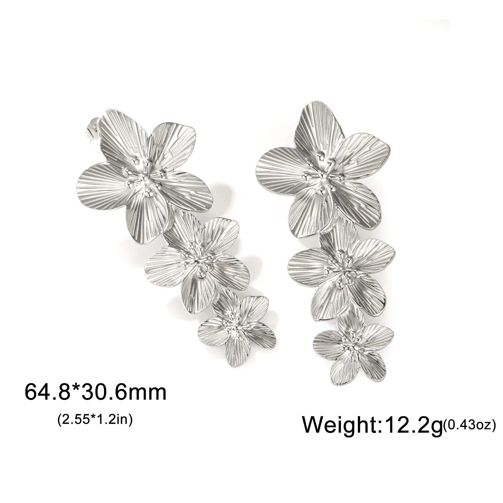 Unift Vintage Flower Stud Earrings for Women – Bohemian 14K Gold-Plated Stainless Steel Statement Jewelry