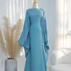Elariah Shimmering Eid Kaftan Abaya – Extra Loose Fit Butterfly Sleeve Maxi Dress for Ramadan, Evening & Party Wear