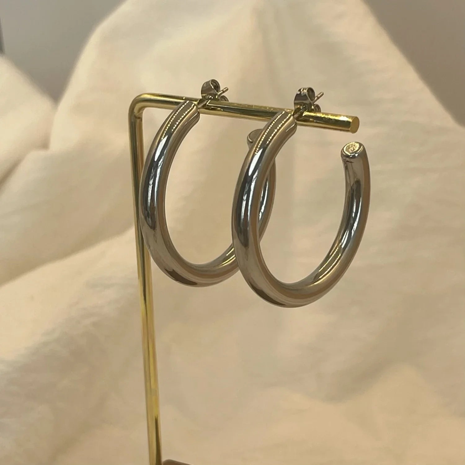 Classic Large Stainless Steel Hoop Earrings – Gold & Silver Tone, 30/40/50mm