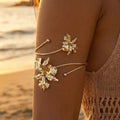 Elariah Antique Gold Hollow Flower Open Cuff Bracelet for Women – Adjustable Floral Boho Arm Cuff Bangle