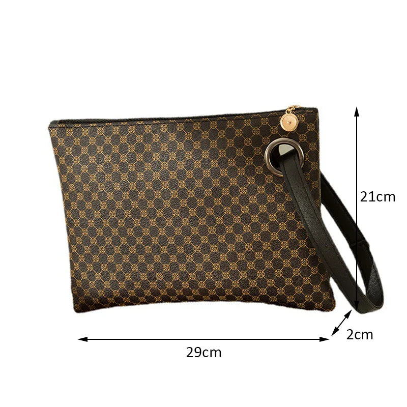 Elariah Women's PU Leather Envelope Clutch Bag with Wrist Strap – Large Zip Wristlet Purse for Travel, Shopping & Everyday Use