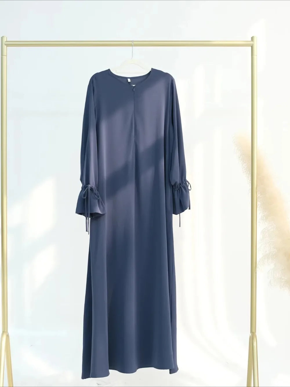 Elariah Women's Modest Maxi Kaftan Dress with Bow Detail & Pockets | Long Sleeve Islamic Abaya for Ramadan, Eid & Everyday Wear