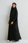 Elariah Hooded Modest Prayer Abaya for Women – Loose Fit Islamic Jilbab Maxi Dress with Smocked Sleeves