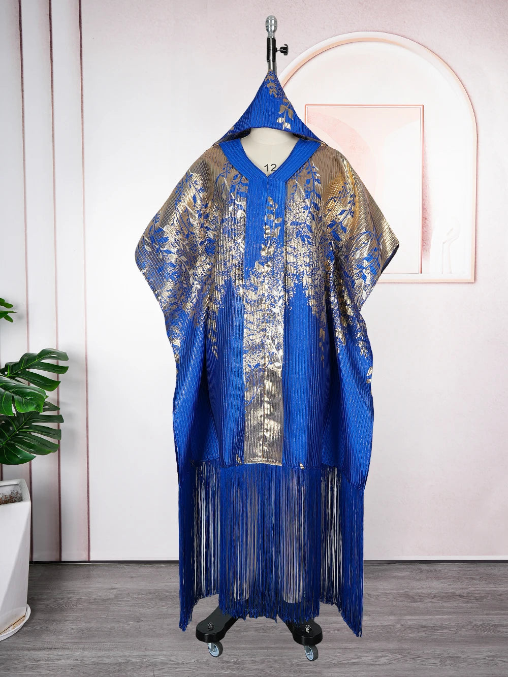 Elariah Women's African Dashiki Kaftan Maxi Dress with Headscarf – Traditional Ankara Print Modest Boubou Abaya Robe