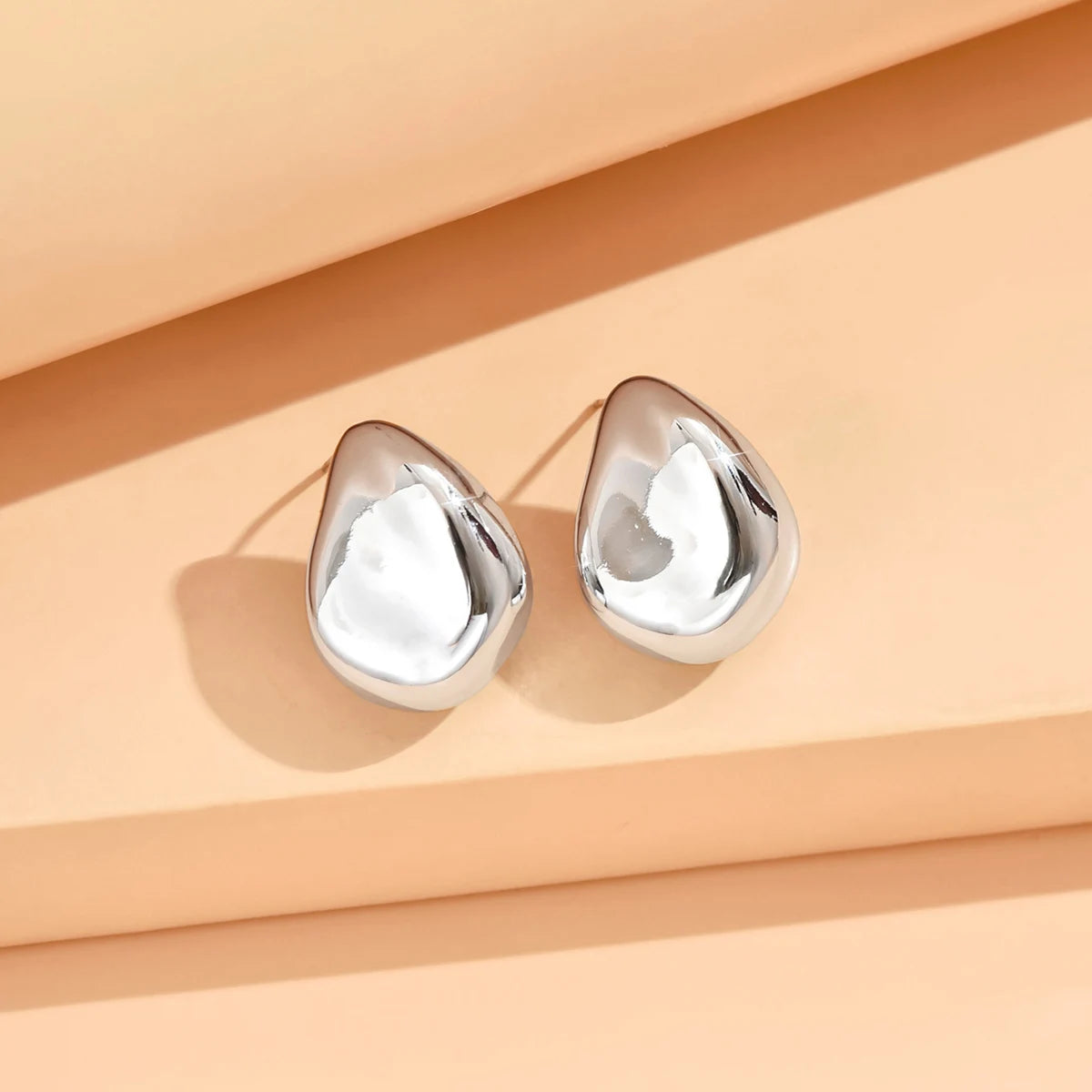 Elariah Geometric Irregular Acrylic Stud Earrings – Metallic Finish Minimalist Rhinestone Statement Earrings for Women
