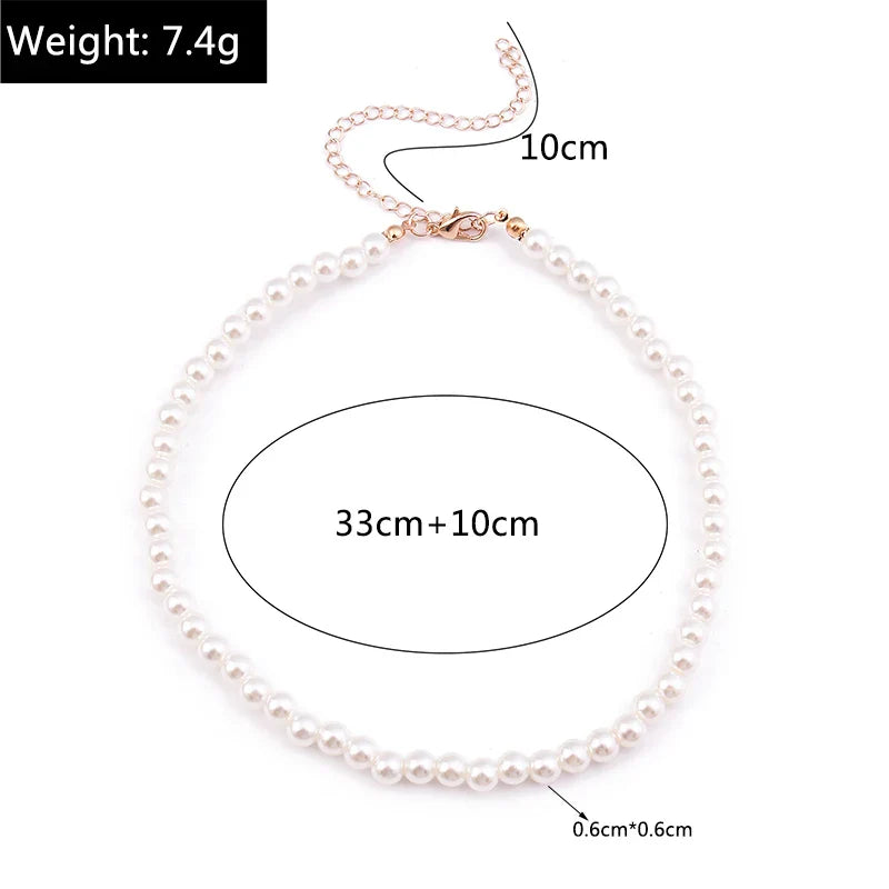 Classic Imitation Pearl Beaded Choker Necklace for Women – Elegant Bridal & Wedding Pearl Collar Necklace