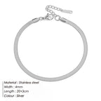 4mm Stainless Steel Snake Chain Anklet for Women – Minimalist Waterproof Beach Anklet, Adjustable Non-Tarnish Chain