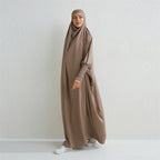 Elariah Hooded Modest Prayer Abaya for Women – Loose Fit Islamic Jilbab Maxi Dress with Smocked Sleeves