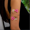 Elariah Antique Gold Hollow Flower Open Cuff Bracelet for Women – Adjustable Floral Boho Arm Cuff Bangle