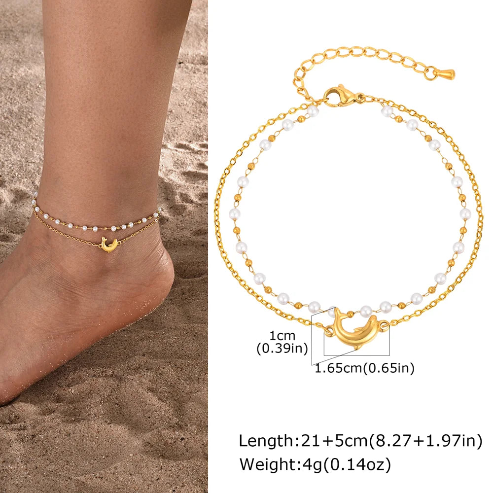 Elariah Gold Plated Stainless Steel Heart Anklet for Women – Adjustable Delicate Heart Chain Anklet Bracelet