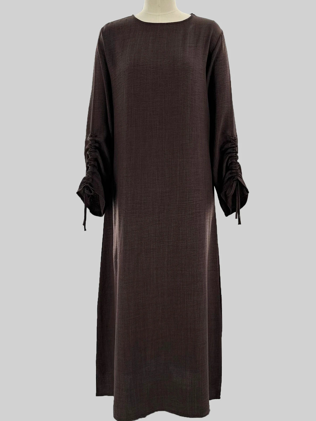 Elariah Women's Modest Lace-Up Sleeve Abaya Dress – Loose Fit Islamic Maxi Kaftan Robe for Eid, Ramadan & Everyday Wear