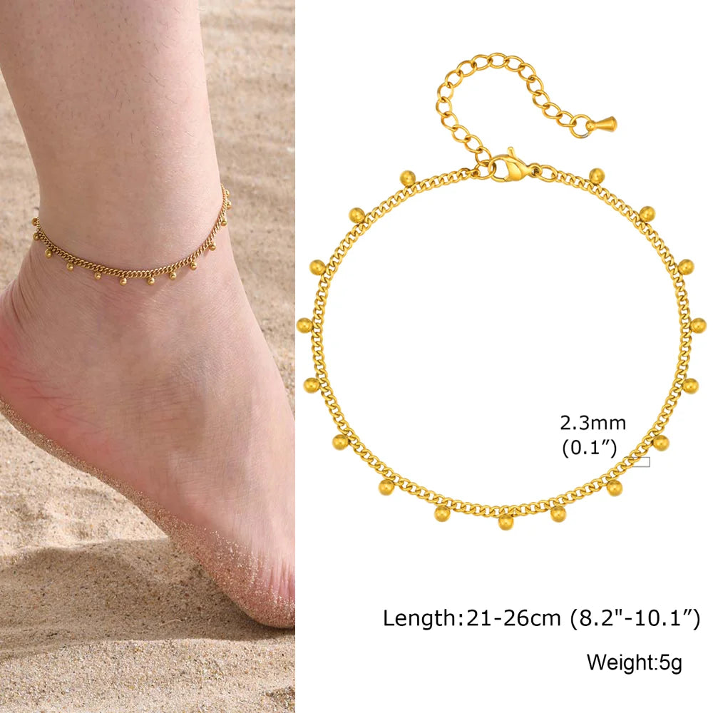 Elariah Gold Plated Stainless Steel Heart Anklet for Women – Adjustable Delicate Heart Chain Anklet Bracelet