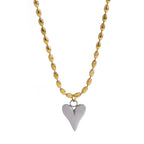 18K Gold Plated Heart Pendant Necklace – Stainless Steel Bead Chain, Dainty Romantic Jewelry for Women