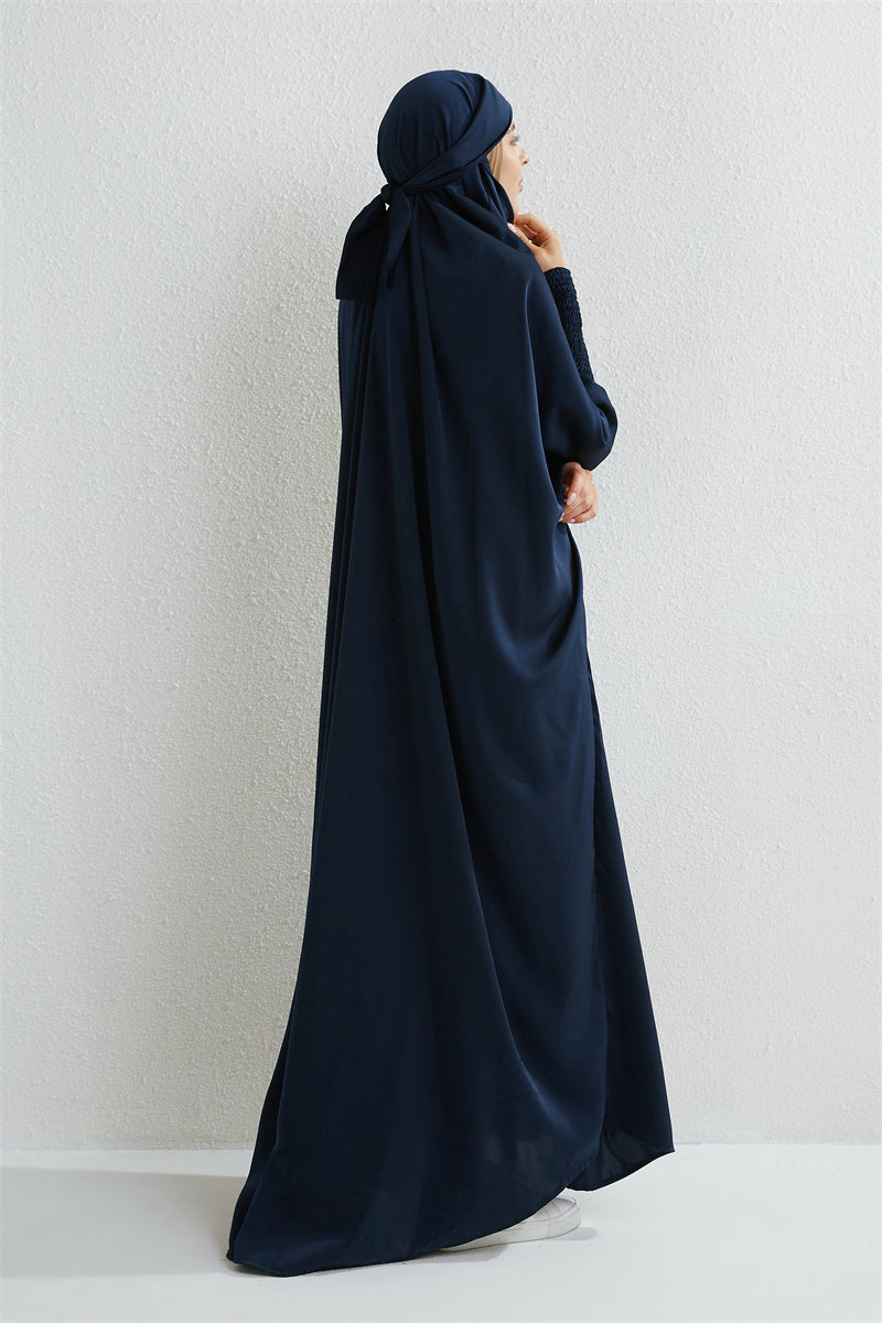 Elariah Hooded Modest Prayer Abaya for Women – Loose Fit Islamic Jilbab Maxi Dress with Smocked Sleeves