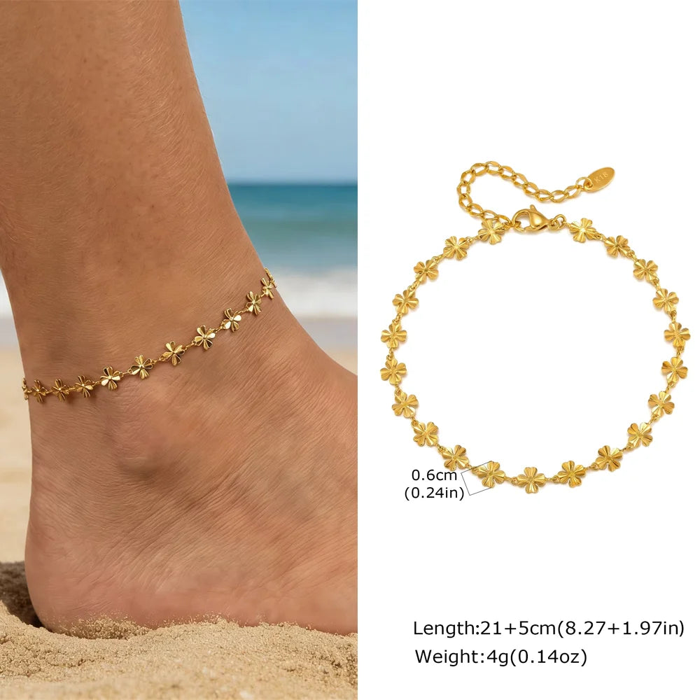 Tobillera de Corazón Chapada en Oro de Acero Inoxidable Elariah para Mujer – Tobillera Delicada con Cadena de Corazones Ajustable