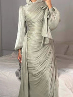 Elariah Silky Modest Satin-Feel Kaftan Maxi Dress for Women – Long Sleeve Muslim Abaya, Jalabiya, Casual & Occasion Wear