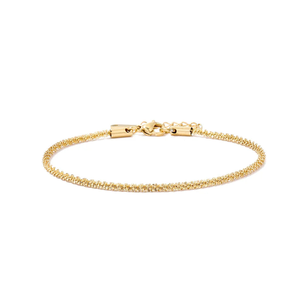 Adjustable Gold Plated Stainless Steel Anklet for Women – Waterproof Classic Chain Anklet 20+3cm | ELARIAH