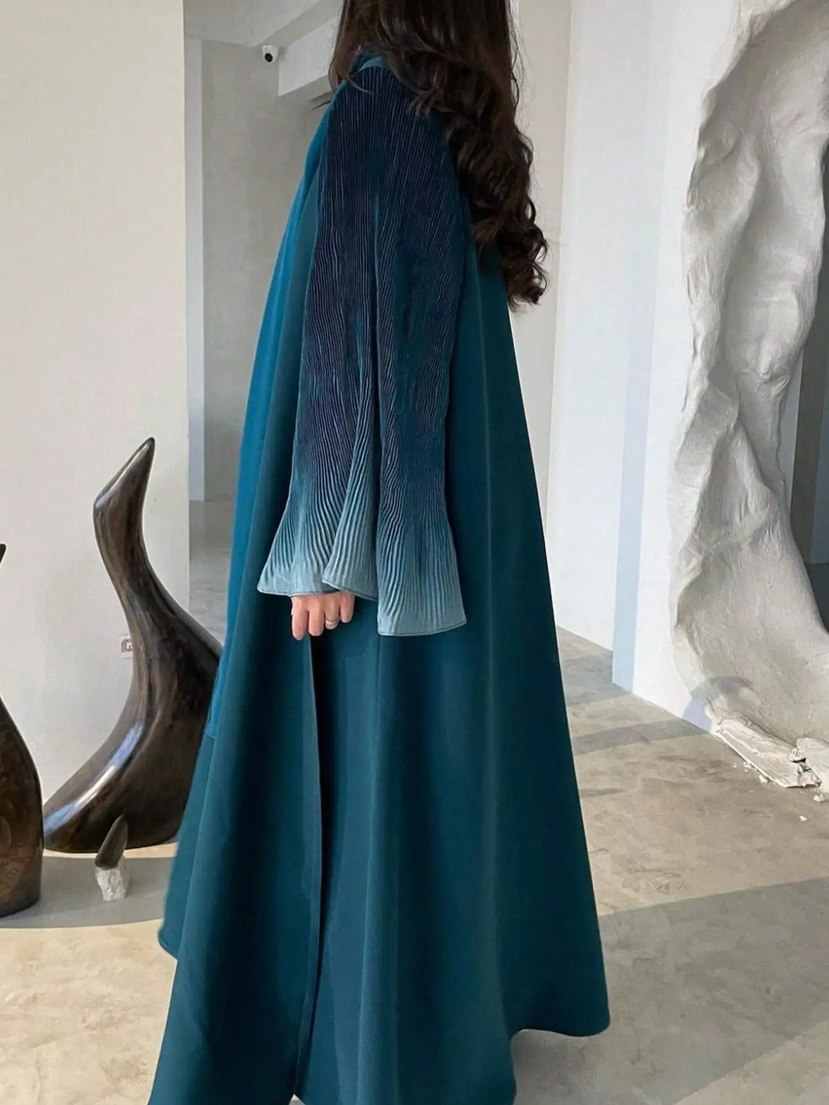 Elariah Open Front Flare Sleeve Abaya for Women – Modest Maxi Kaftan, Loose Fit Long Sleeve Islamic Dress