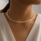 Classic Imitation Pearl Beaded Choker Necklace for Women – Elegant Bridal & Wedding Pearl Collar Necklace