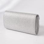 Elariah Shimmer Envelope Clutch Bag – Silver Glitter Evening Handbag with Chain Strap for Weddings & Party Wear