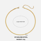 Classic Flat Snake Chain Choker Necklace – Stainless Steel Herringbone Design in Gold & Silver