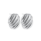 18K Gold Plated Stainless Steel Multilayer Circle Knot Drop Earrings for Women – Textured Statement Round Earrings