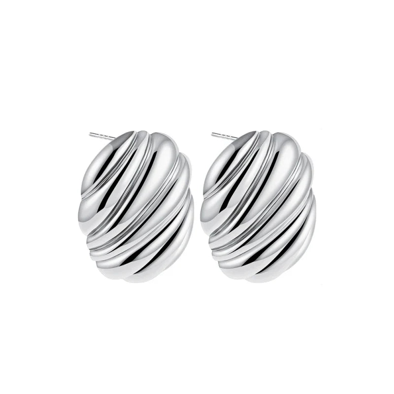 18K Gold Plated Stainless Steel Multilayer Circle Knot Drop Earrings for Women – Textured Statement Round Earrings