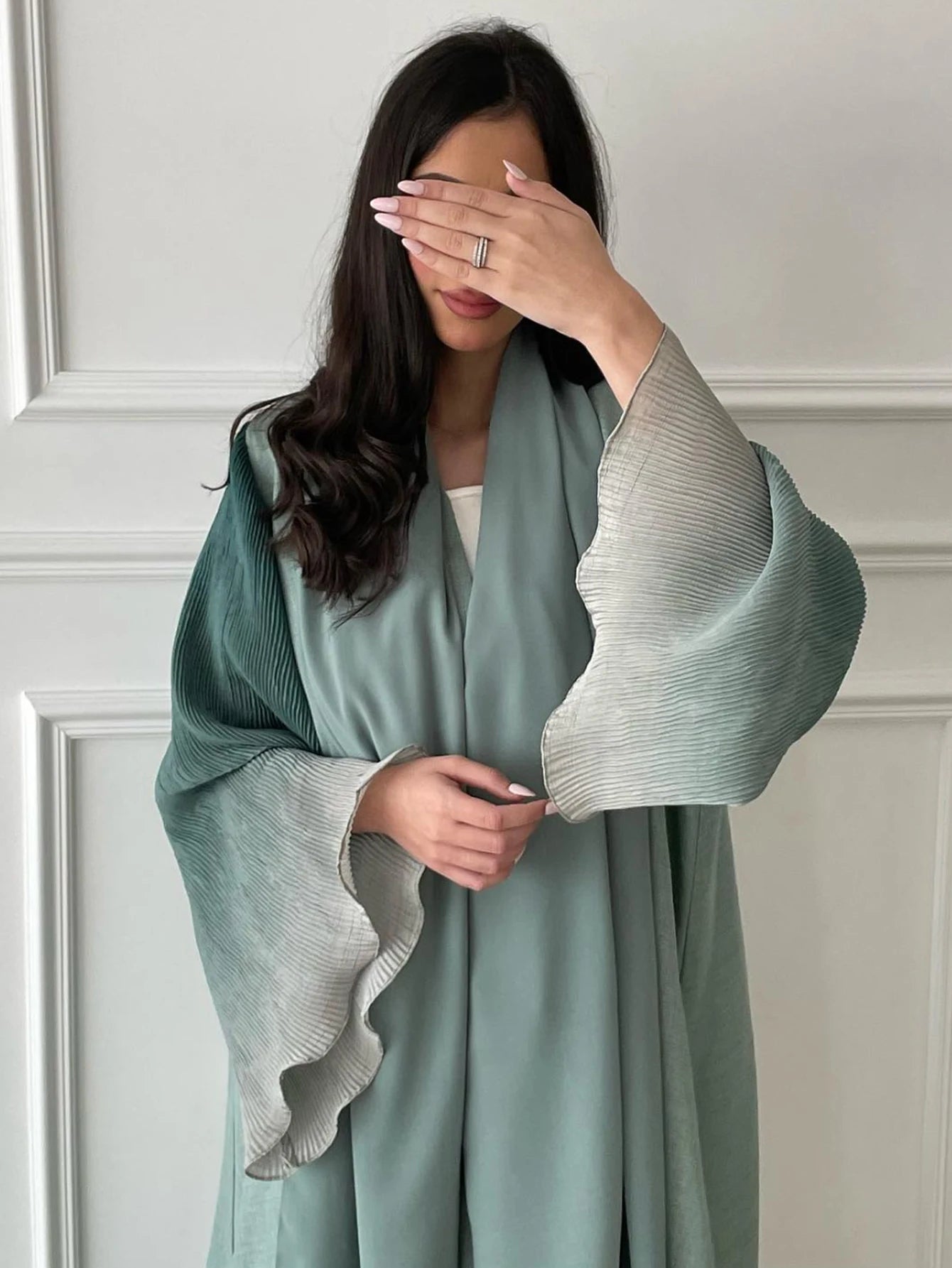 Elariah Open Front Flare Sleeve Abaya for Women – Modest Maxi Kaftan, Loose Fit Long Sleeve Islamic Dress