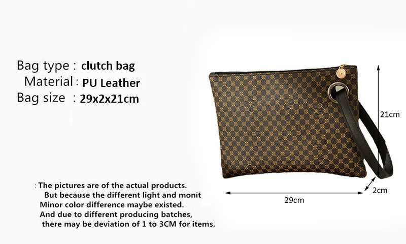 Elariah Women's PU Leather Envelope Clutch Bag with Wrist Strap – Large Zip Wristlet Purse for Travel, Shopping & Everyday Use