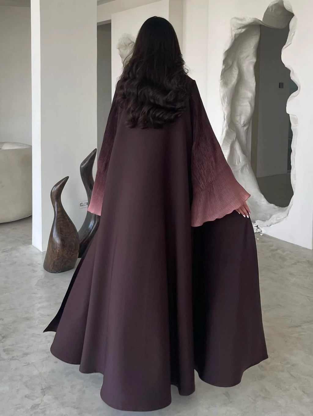 Abaya Elariah à manches évasées sans fermeture pour femme – Caftan maxi pudique, robe islamique ample à manches longues