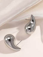 Pendientes de gota voluminosos estilo vintage con forma de cúpula – Pendientes llamativos de acero inoxidable dorado para mujer