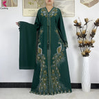 Elariah Diamond Chiffon Modest Abaya Dress – Elegant Long Sleeve Islamic Maxi Robe