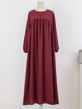 Elariah Lujoso Vestido Abaya Modesto para Mujer – Vestido Maxi Kaftan Islámico de Manga Larga de Color Sólido para Ramadán, Eid y Uso Diario