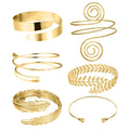 Elariah Adjustable Upper Arm Cuff Bracelet Set – 6-Piece Gold or Silver Geometric Arm Bangles for Women