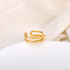 JeeMango Double Circle Stainless Steel Ring for Women – 18K Gold Plated, Waterproof, Trendy Fashion Jewelry
