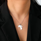 Trendy African Map Pendant Necklace for Women – Stainless Steel Geometric Motherland Necklace, Gold, Rose Gold, or Steel Color