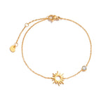Minimalist Cross, Crescent Moon & Star Charm Bracelet for Women – Stainless Steel Thin Chain Adjustable Gold Layered Bracelet