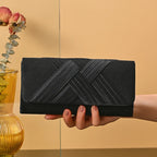 Women's Envelope Evening Clutch Bag - Hard Shell Party Handbag with Criss-Cross Design | Elariah
