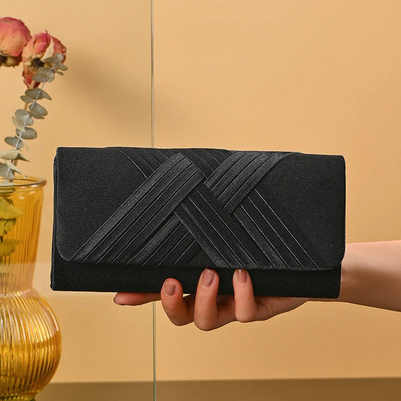 Women's Envelope Evening Clutch Bag - Hard Shell Party Handbag with Criss-Cross Design | Elariah