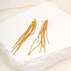 Gold Bling Tassel Statement Earrings – Elegant Long Drop Design for Women