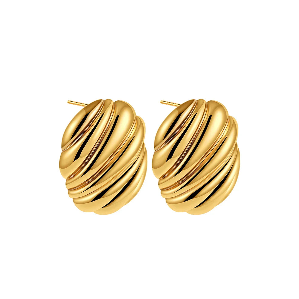 18K Gold Plated Stainless Steel Multilayer Circle Knot Drop Earrings for Women – Textured Statement Round Earrings