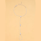 Bohemian Crystal Rhombus Bracelet with Finger Chain – Elegant Party Jewelry for Women