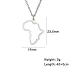 Trendy African Map Pendant Necklace for Women – Stainless Steel Geometric Motherland Necklace, Gold, Rose Gold, or Steel Color